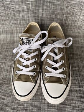 Converse All Star Low Top Sneakers - Olive Green with White Accents